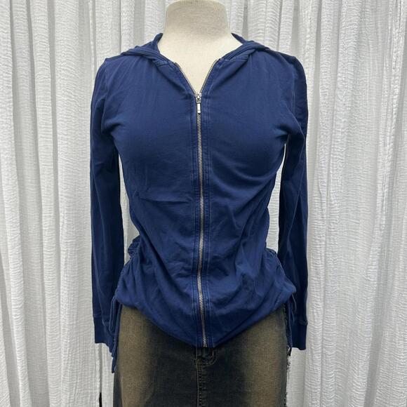 Y2K Navy Blue Ruched Women's Jacket (SP) - Picture 1 of 8